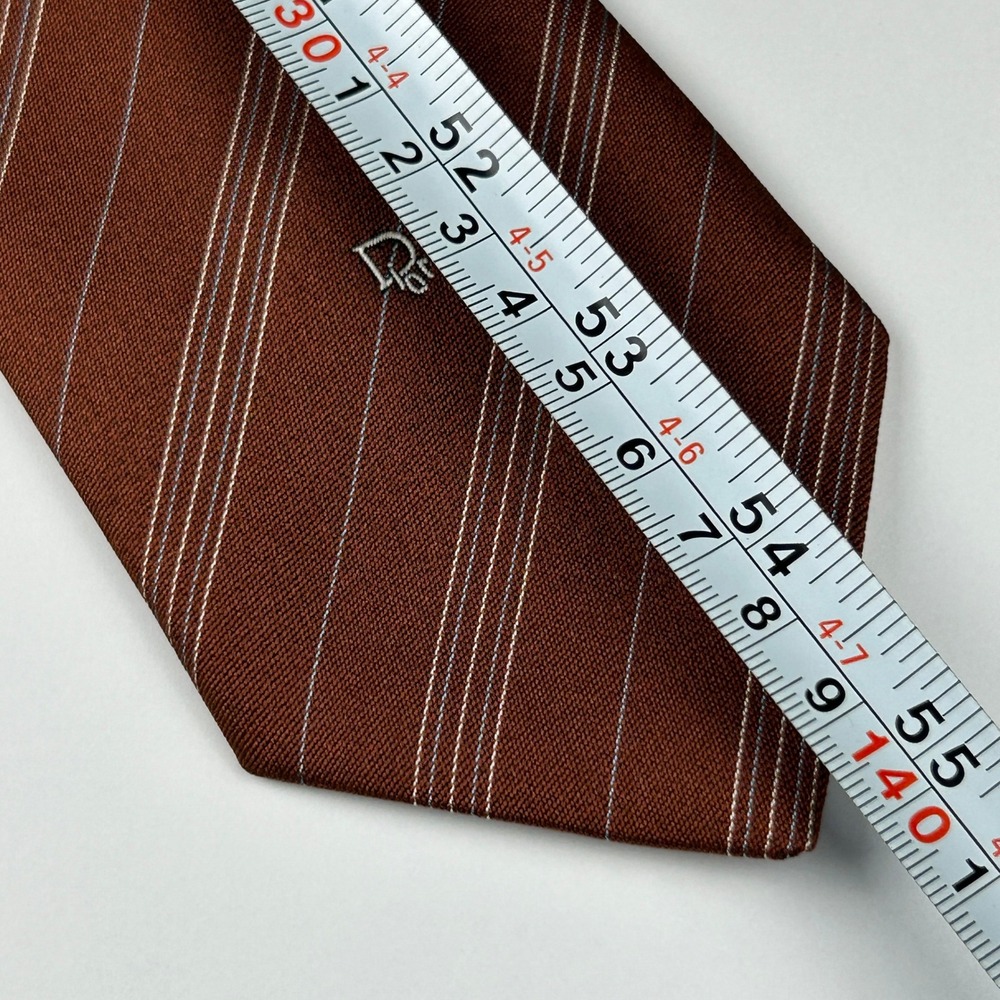 Vintage Christian Dior Hahne's Brown Striped Tie‎ NWT - Picture 6 of 9